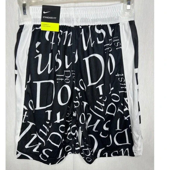 Nike Boys Just Do It Basketball Shorts Black White CJ8087-010 Size Medium NWT - Picture 6 of 7